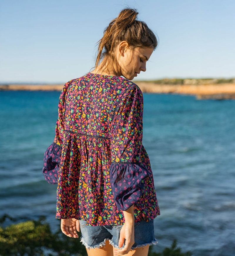 blouse BUBBLES - manche longue - voile de coton - bohème  - Miss June Paris - 3