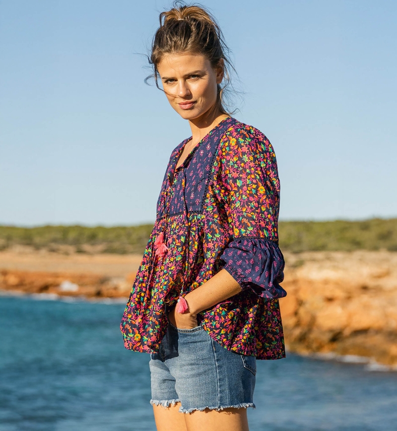 blouse BUBBLES - manche longue - voile de coton - bohème  - Miss June Paris - 1