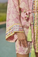 long sleeve bohemian floral pink short dress MILOS - Miss June