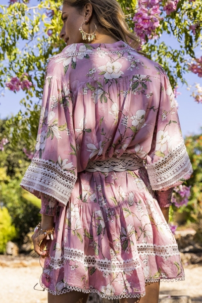 long sleeve floral short dress BLOOMING - Miss June