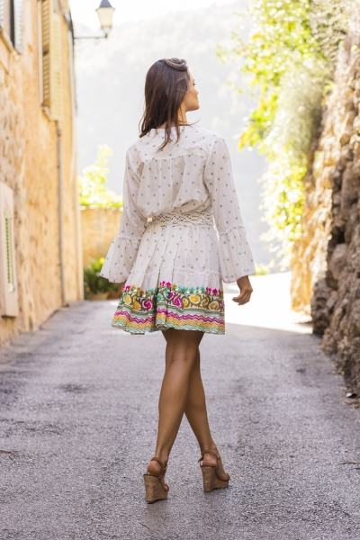 long sleeve white short dress LENNOX - Miss June
