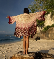 Kimono Corto Leny – melocotón/burdeos – detalles dorados – lurex – bohemio – Miss June Paris – 4