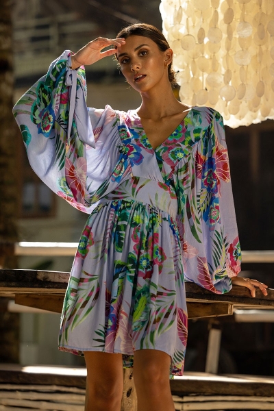 long sleeve floral short dress FALONE - Miss June