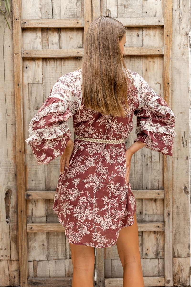 long sleeve bohemian chic short dress PYLA - Miss June