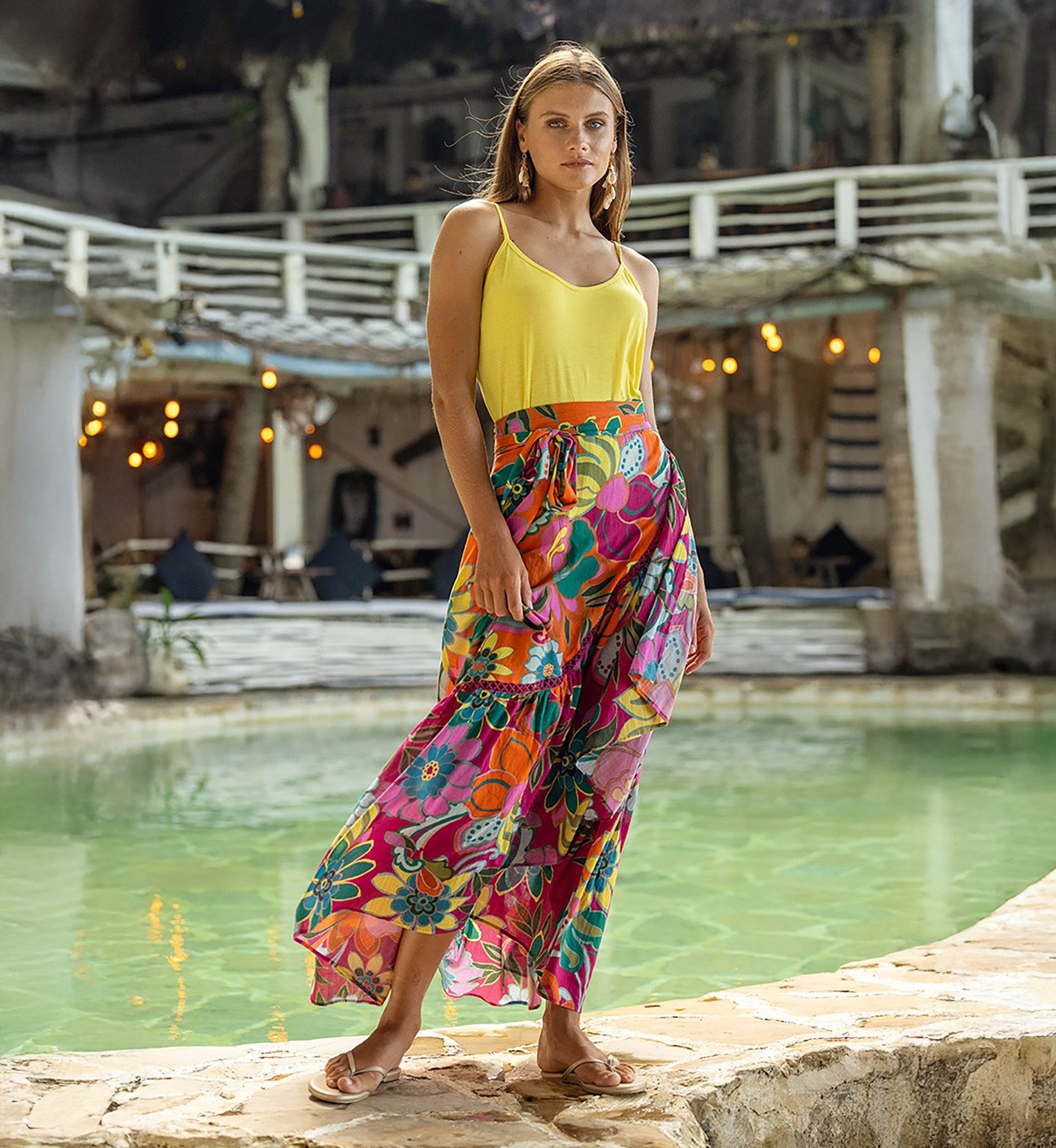 Jupe Longue Mimi - multico - imprimé fleuri - asymétrique - boheme - Miss June Paris - 1