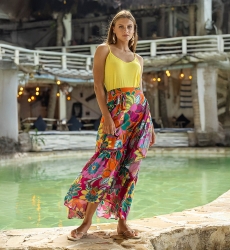 Jupe Longue Mimi - multico - imprimé fleuri - asymétrique - boheme - Miss June Paris - 1