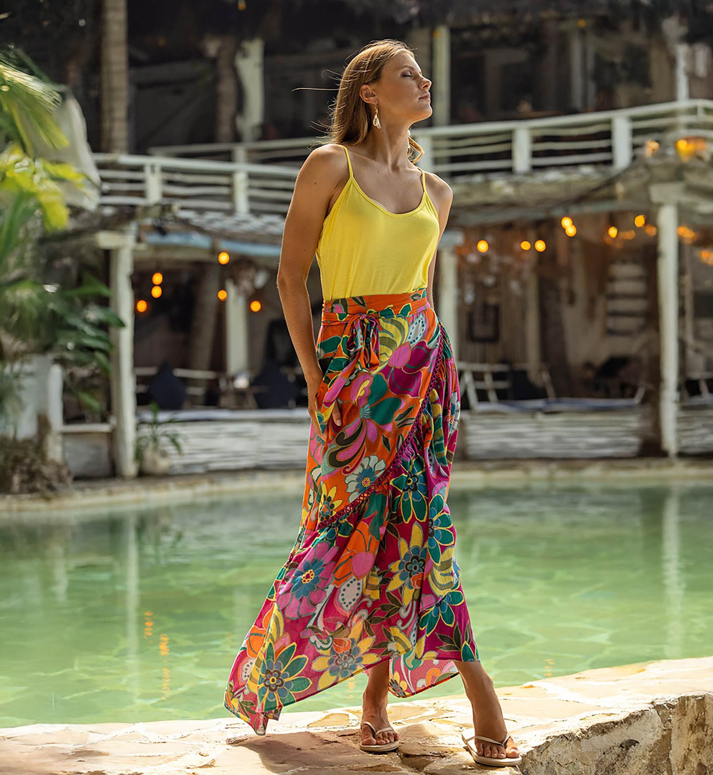 Jupe Longue Mimi - multico - imprimé fleuri - asymétrique - boheme - Miss June Paris - 2