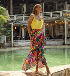 Jupe Longue Mimi - multico - imprimé fleuri - asymétrique - boheme - Miss June Paris - 2