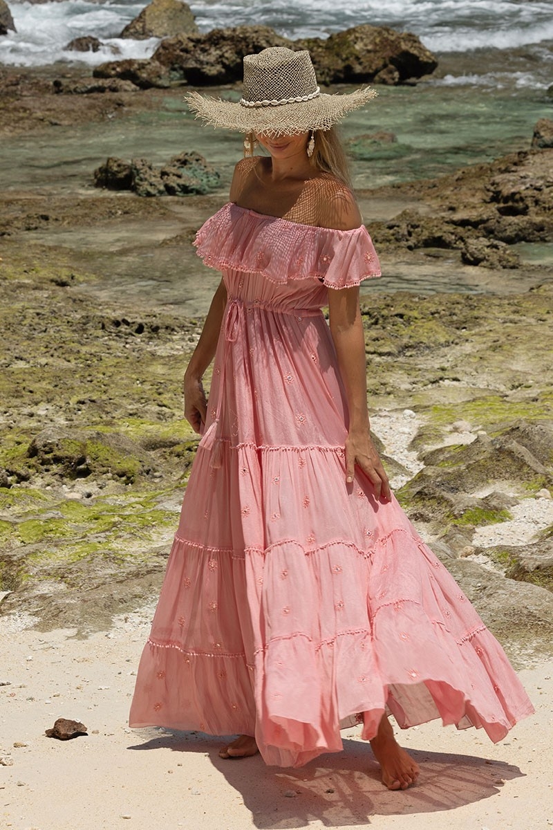 robe longue boheme rose KATE - Miss June