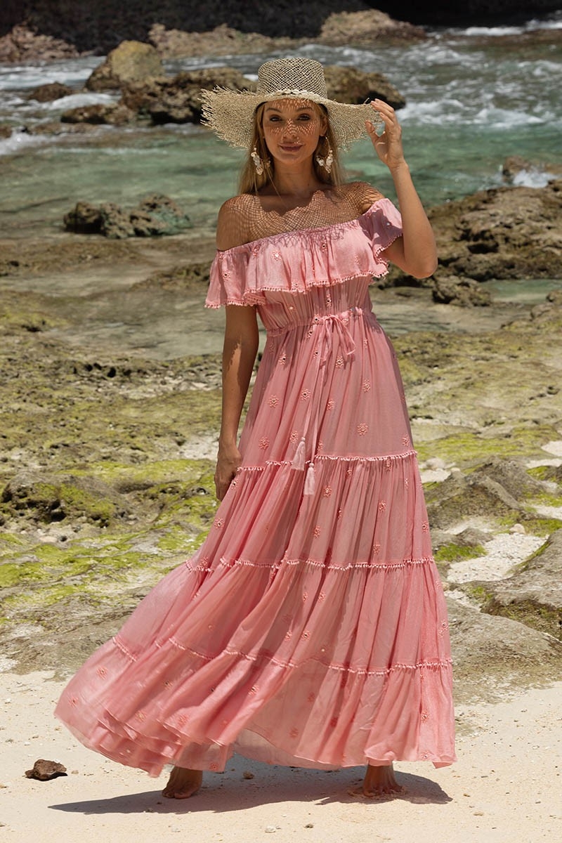 robe longue boheme rose KATE - Miss June
