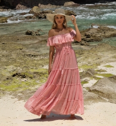 bohemian pink long dress KATE - Miss June