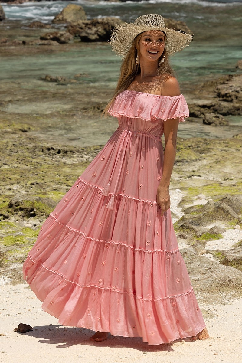 robe longue boheme rose KATE - Miss June
