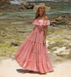 robe longue boheme rose KATE - Miss June