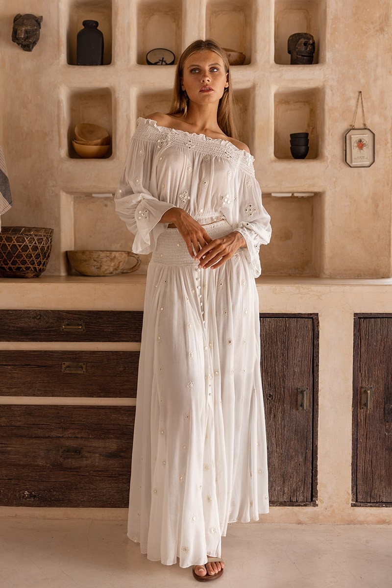 bohemian white long skirt AMANDA - Miss June