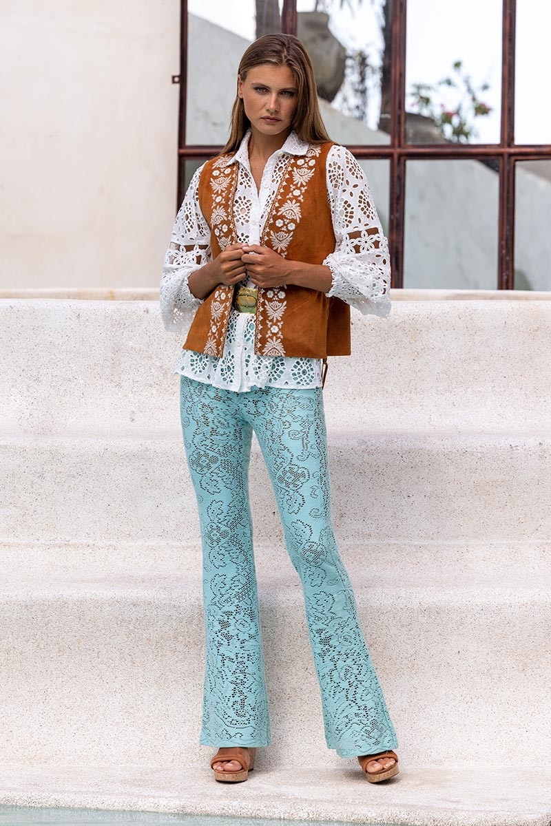 Pantalon Cece - aqua - crochet - bohème - Miss June Paris - 2