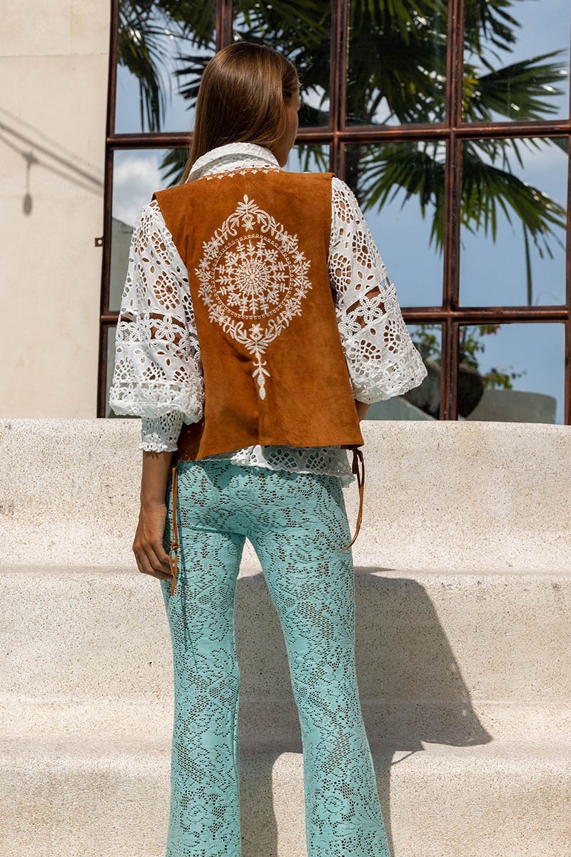 Pantalon Cece - aqua - crochet - bohème - Miss June Paris - 3