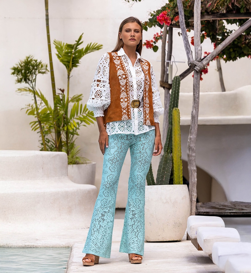 Pantalón Cece – Aqua – Crochet – Bohemio – Miss June Paris – 1