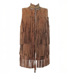 Ärmelweste Western - zwei Farben - schwarz und braun - Weste mit Fransen - Boho-Stil - Miss June Paris - 2