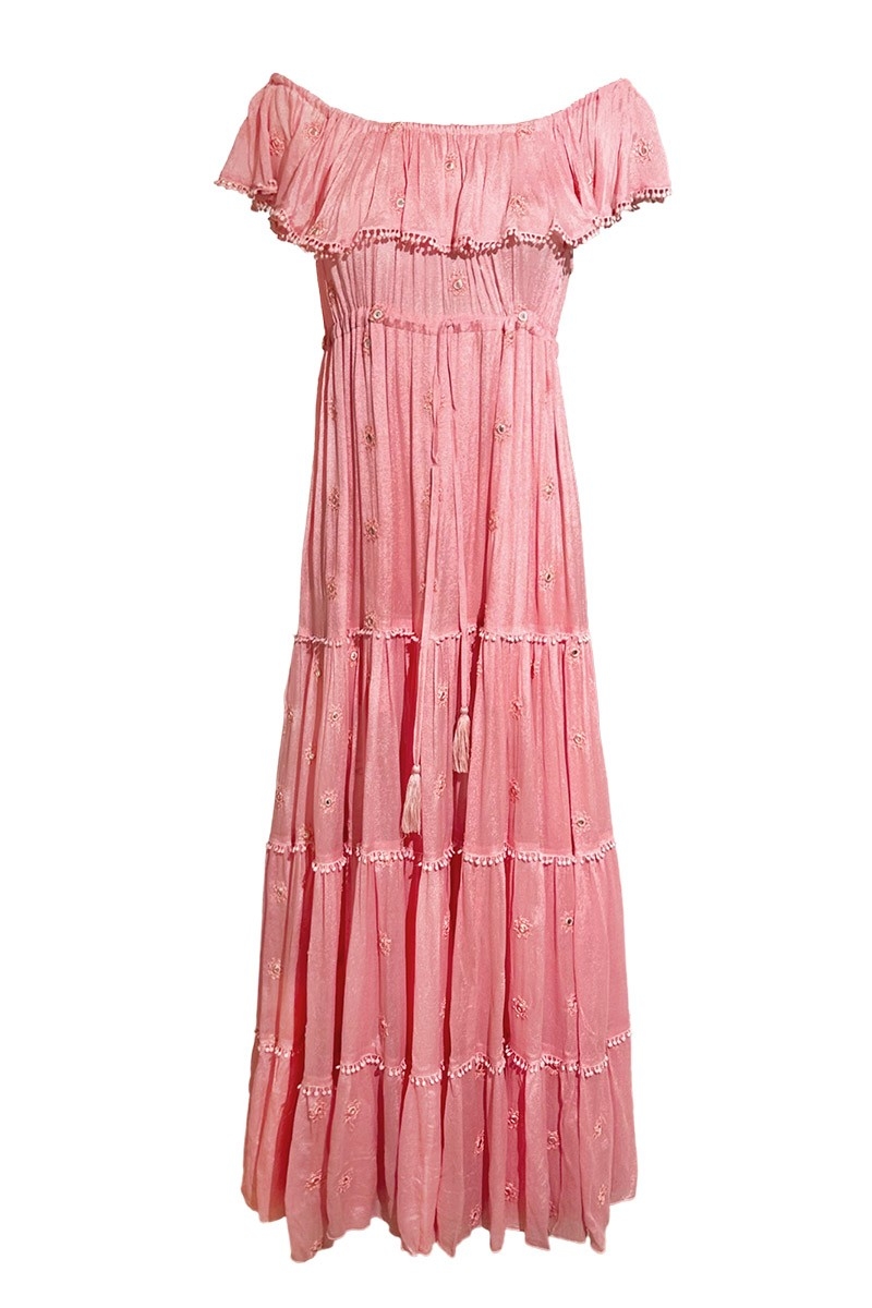vestido largo rosa bohemio KATE - Miss June