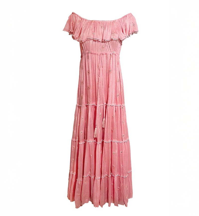vestido largo rosa bohemio KATE - Miss June