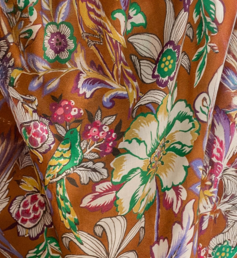 Vestido Longo Wallis - marrom/multicolorido - decorado com pequenos espelhos - cinto combinando - Miss June Paris - 6