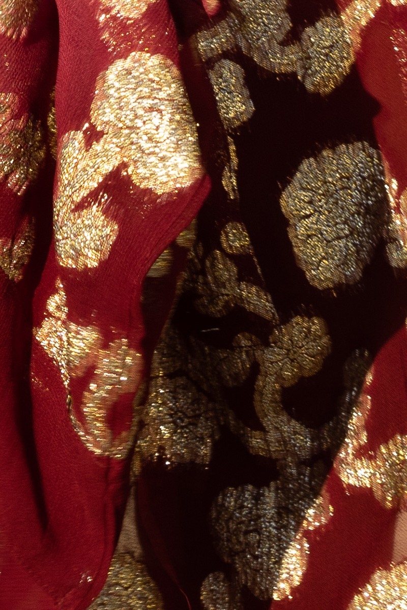 Kurzer Kimono Leny – pfirsich/burgunderrot – goldene Details – Lurex – boho – Miss June Paris – 6