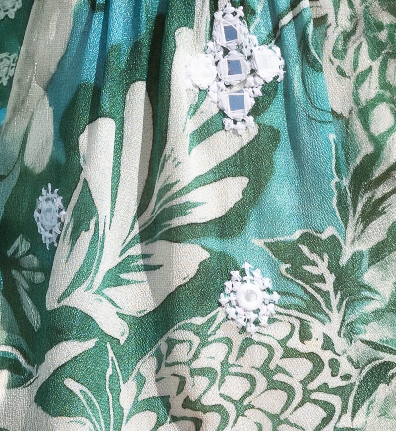 Mini Robe Lily - verte - imprimé blanc fleuri - à brételles - style bohème - Miss June Paris - 6