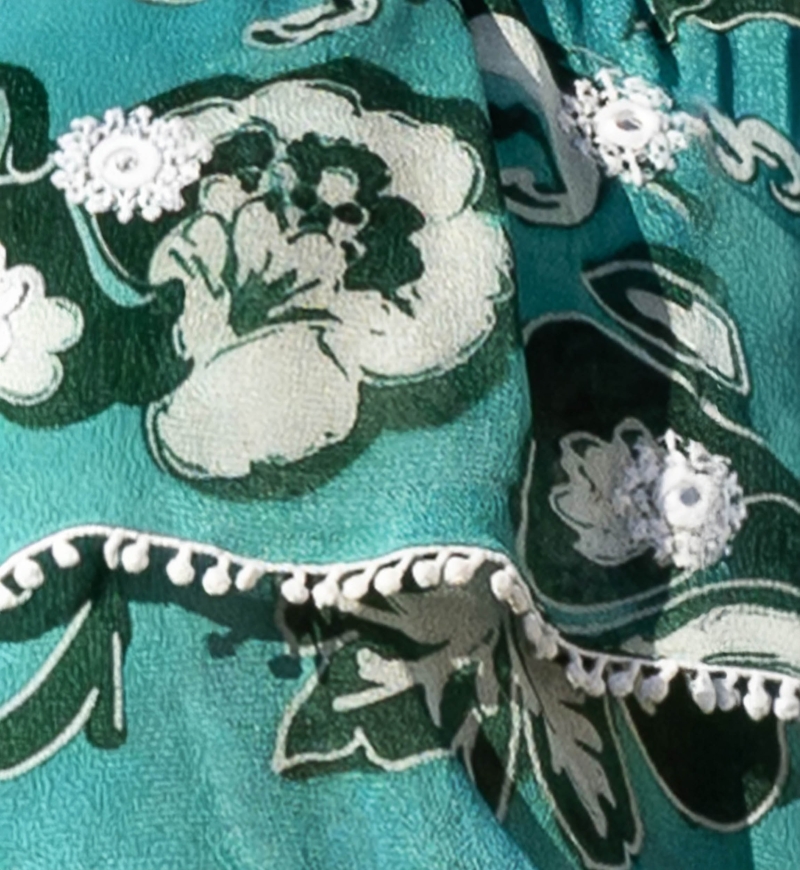 Top de Ombros Descobertos Thea – verde – estampa floral branca – estilo boêmio – Miss June Paris – 6