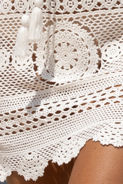 long sleeve bohemian white short dress AMELIA - Miss June