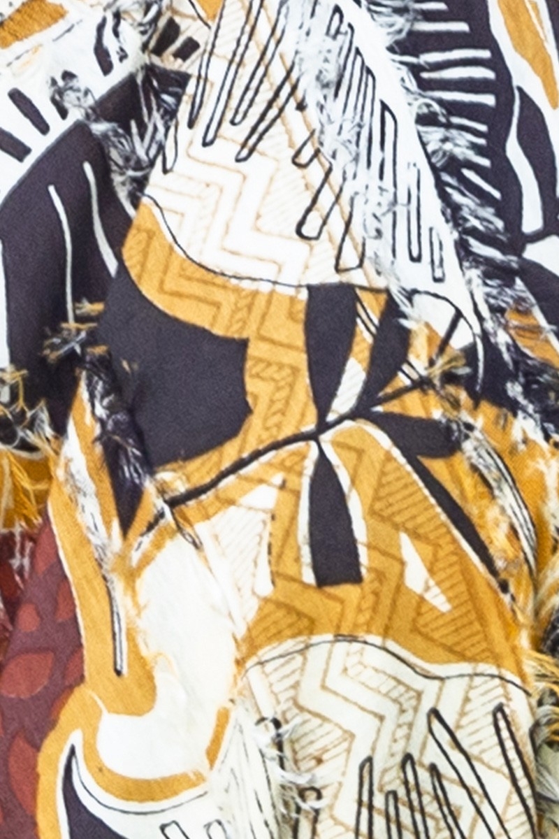 Robe Longue Sarah - marron/moutarde - imprimé tropical - ceinture assortie - boho - Miss June Paris - 5