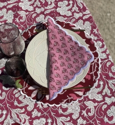 Red Blossom Tischset (2er-Set) – Blumenmuster – 100 % Baumwolle – Boho-Stil – Jardin Botanique – Miss June Paris – 3