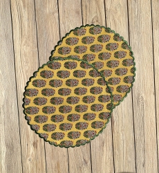 Blazing Yellow Placemat Set (Set of 2) – round – 100% cotton – floral patterns – Jardin Botanique – Miss June Paris – 4