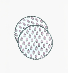 Blazing White Tischset (2er-Set) – rund – 100 % Baumwolle – Blumenmuster – Jardin Botanique – Miss June Paris – 1