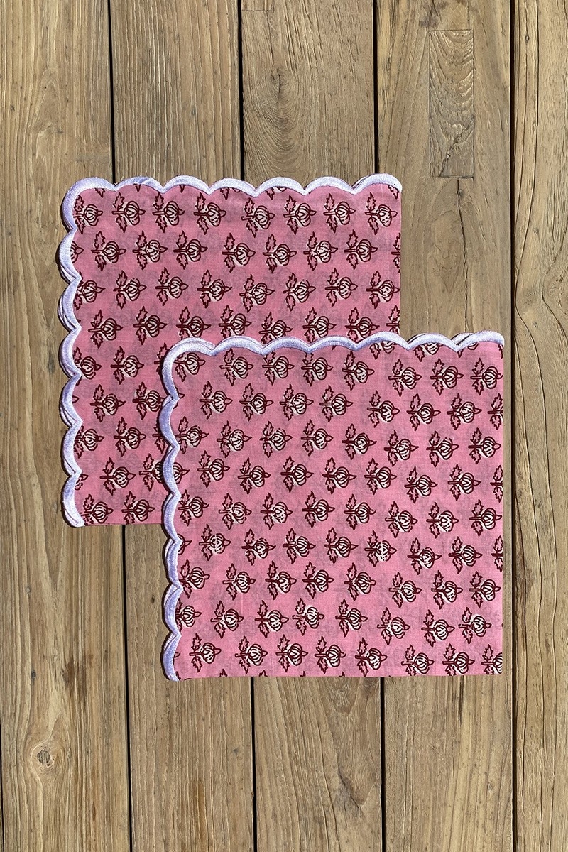 Juego de servilletas Petal Pink (Lote de 2) – cuadradas – algodón – motivos florales – Jardín Botánico – Miss June Paris – 3