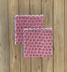 Juego de servilletas Petal Pink (Lote de 2) – cuadradas – algodón – motivos florales – Jardín Botánico – Miss June Paris – 3