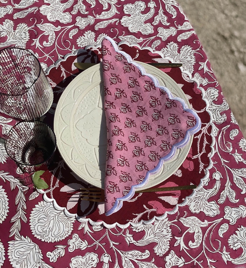 Toalha de Mesa Pétala Rosa (Conjunto de 2)– quadrados – algodão – padrões florais – Jardim Botânico – Miss June Paris – 4