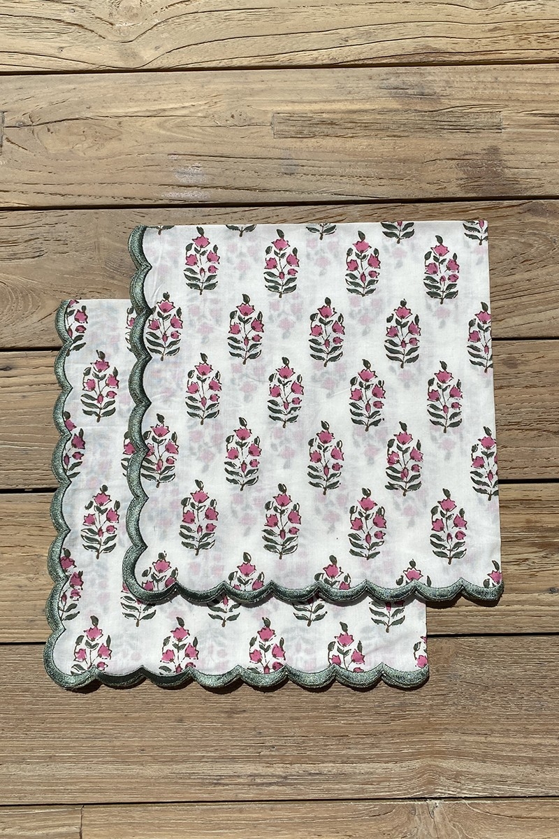 Juego de servilletas Pimrose (Lote de 2) – cuadradas – algodón – diseño floral – Jardín Botánico – Miss June Paris – 4