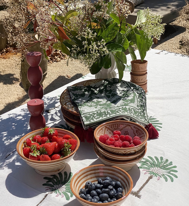 Guardanapo Moonlight Green (Conjunto de 2) – floral – algodão – estilo boho chic – Jardim Botânico – Miss June Paris – 2