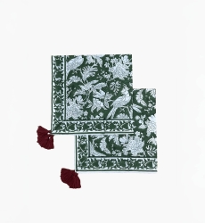 Juego de servilletas Moonlight Green (Lote de 2) – floral – algodón – estilo boho chic – Jardín Botánico – Miss June Paris – 1