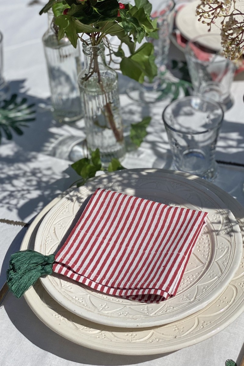 Serviette De Table Summer Stripes - en coton - style boho chic - Jardin Botanique - Miss June Paris - 2
