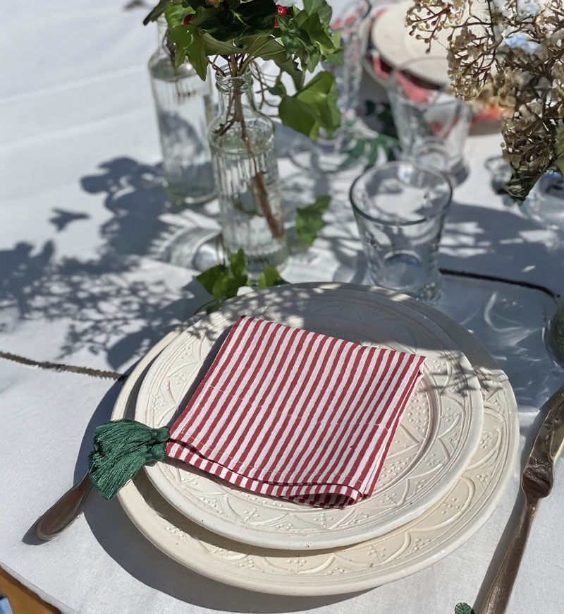 Tovagliolo Summer Stripes (Set di 2) – cotone – stile boho chic – Jardin Botanique – Miss June Paris – 2