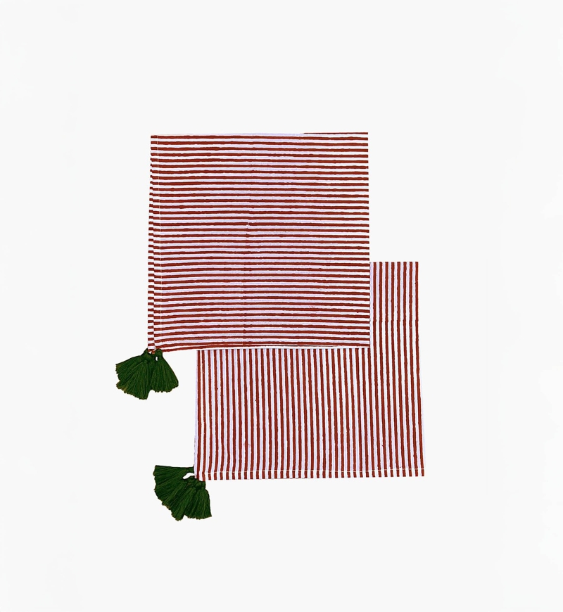 Serviette De Table Summer Stripes - en coton - style boho chic - Jardin Botanique - Miss June Paris - 1