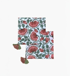 Toalha de Mesa Imperial Lotus (Conjunto de 2) – verde/rosa – design floral boêmio – Jardim Botânico – Miss June Paris – 1