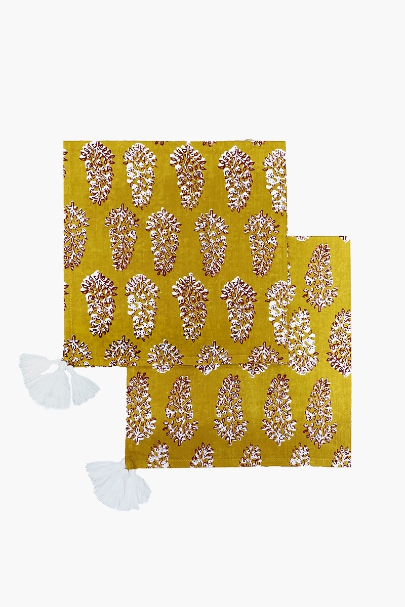 Juego de servilletas Misty Curry (Lote de 2) – 100% algodón – diseño floral bohemio – Jardín Botánico – Miss June Paris – 1