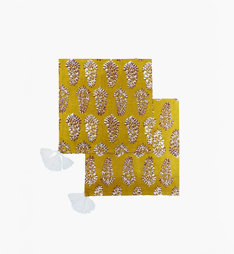 Guardanapos Misty Curry (Conjunto de 2) – 100% algodão – design floral boêmio – Jardim Botânico – Miss June Paris – 1